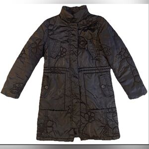 Vintage Sonia Bogner Black Quilted Embroidered Winter Coat Made in Germany Women